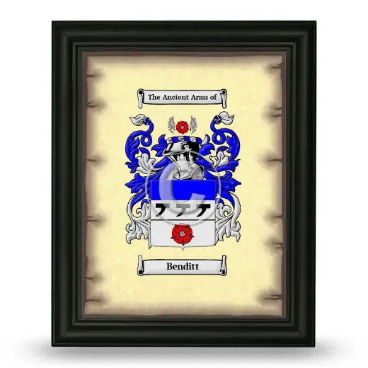 Benditt Coat of Arms Framed - Black