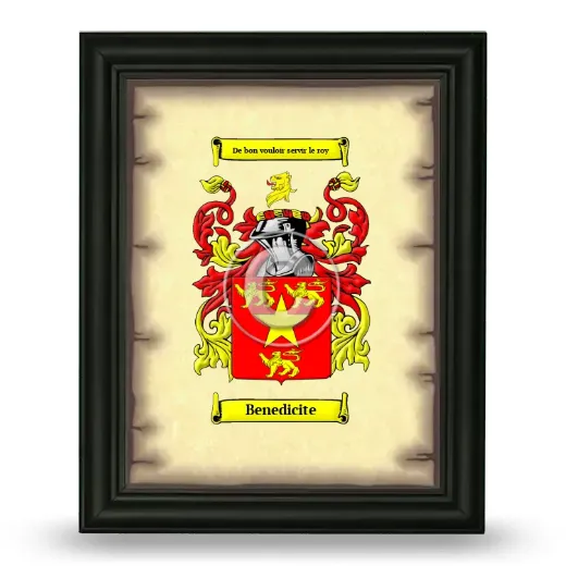 Benedicite Coat of Arms Framed - Black