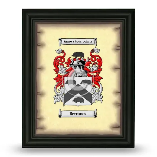 Berrones Coat of Arms Framed - Black