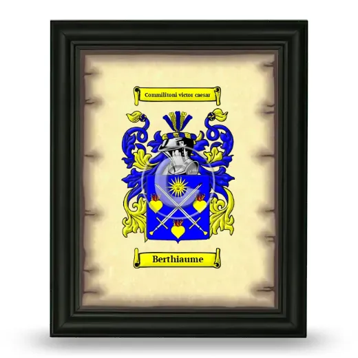 Berthiaume Coat of Arms Framed - Black