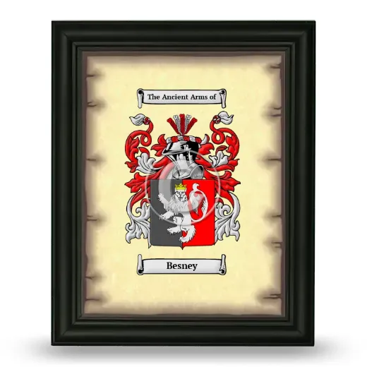 Besney Coat of Arms Framed - Black