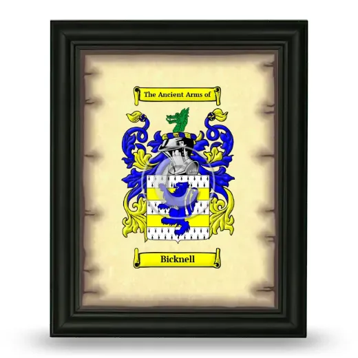 Bicknell Coat of Arms Framed - Black