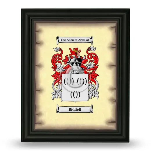 Biddell Coat of Arms Framed - Black