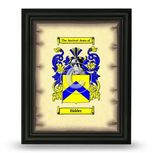Bidder Coat of Arms Framed - Black