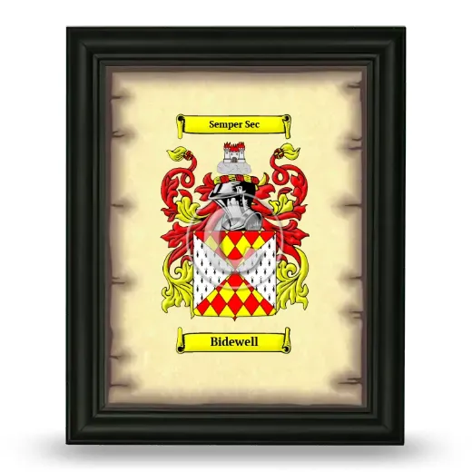 Bidewell Coat of Arms Framed - Black