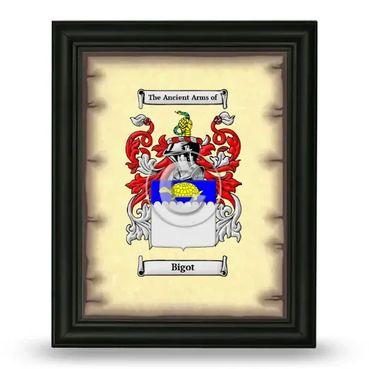 Bigot Coat of Arms Framed - Black