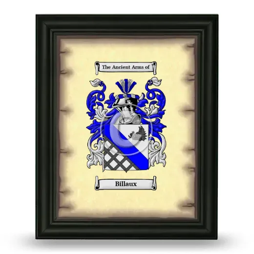 Billaux Coat of Arms Framed - Black
