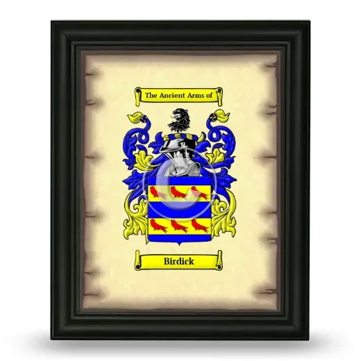 Birdick Coat of Arms Framed - Black