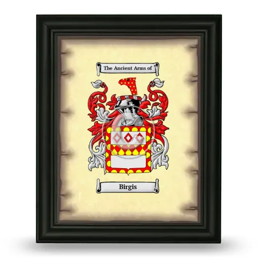 Birgis Coat of Arms Framed - Black