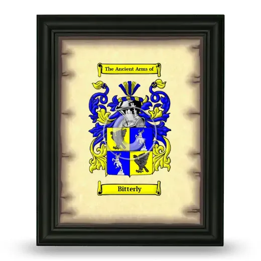 Bitterly Coat of Arms Framed - Black