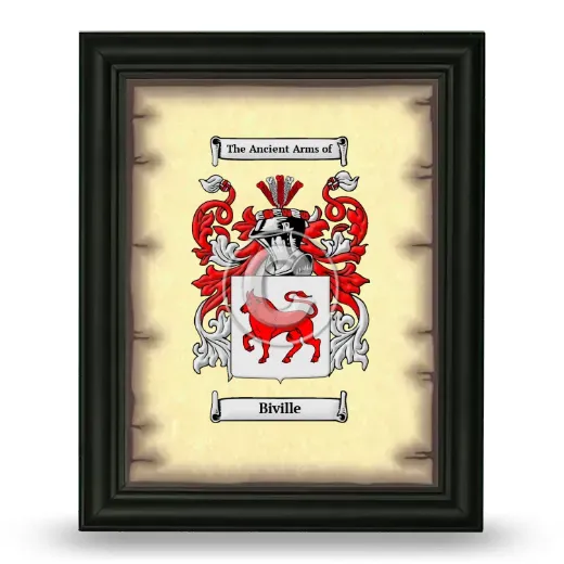Biville Coat of Arms Framed - Black