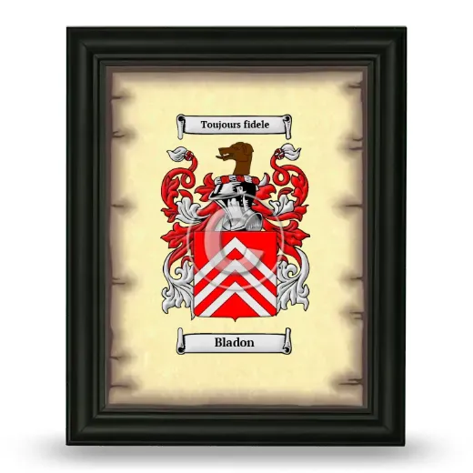 Bladon Coat of Arms Framed - Black