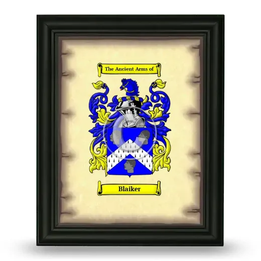 Blaiker Coat of Arms Framed - Black