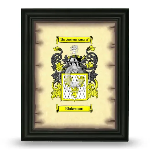 Blakeman Coat of Arms Framed - Black