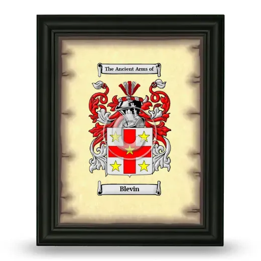 Blevin Coat of Arms Framed - Black