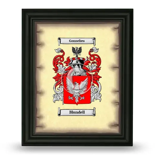 Blundell Coat of Arms Framed - Black