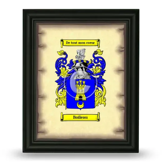 Boileau Coat of Arms Framed - Black