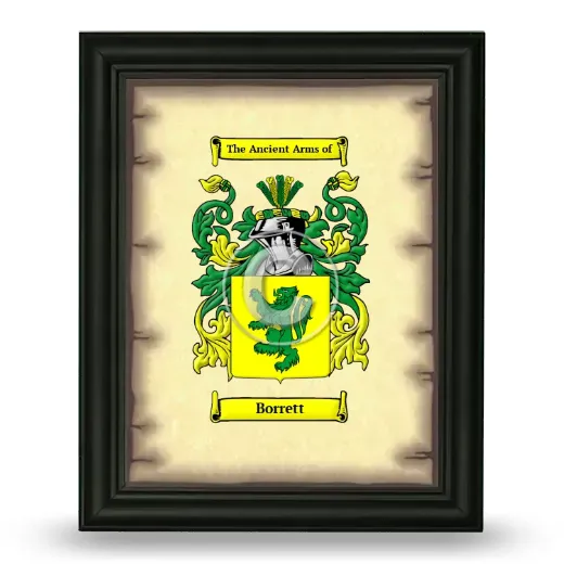 Borrett Coat of Arms Framed - Black