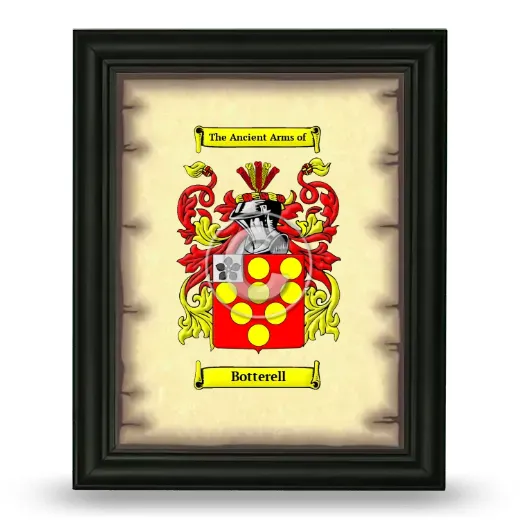 Botterell Coat of Arms Framed - Black