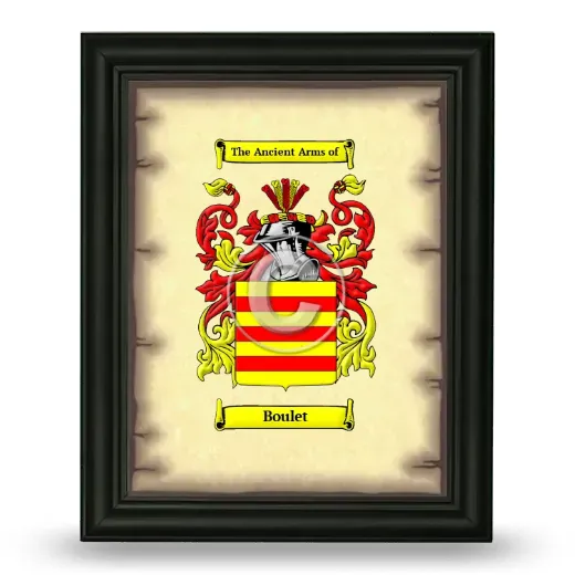 Boulet Coat of Arms Framed - Black