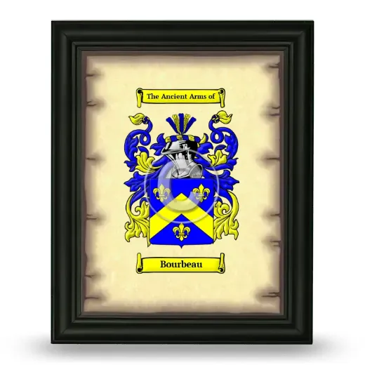 Bourbeau Coat of Arms Framed - Black