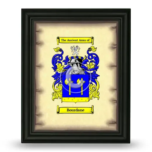 Bourdane Coat of Arms Framed - Black
