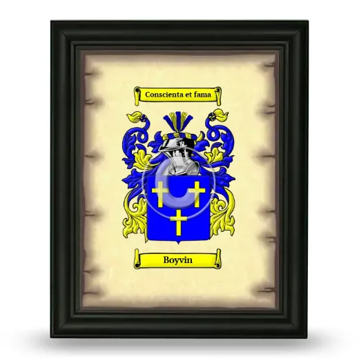 Boyvin Coat of Arms Framed - Black