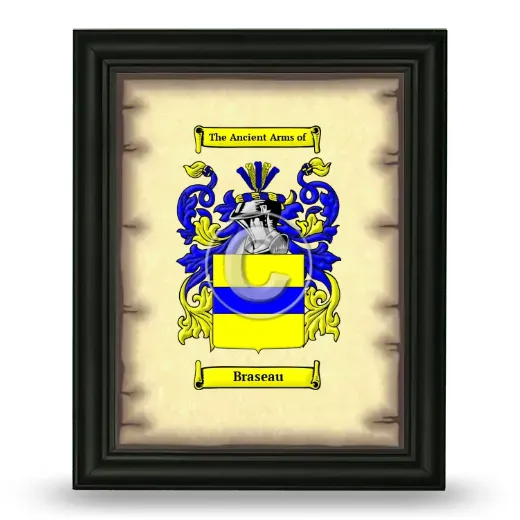 Braseau Coat of Arms Framed - Black