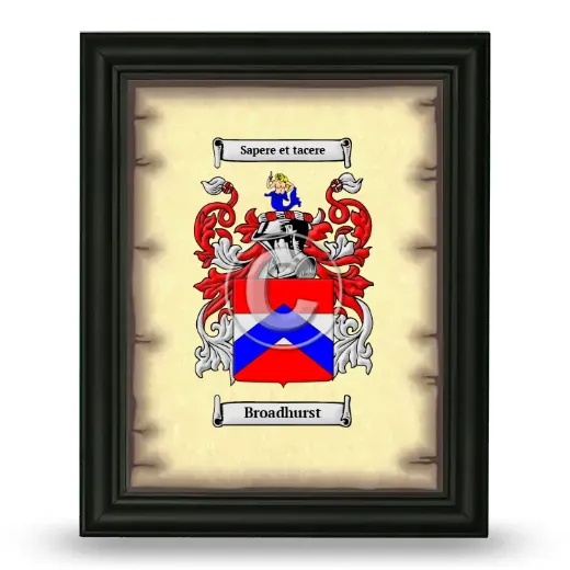 Broadhurst Coat of Arms Framed - Black
