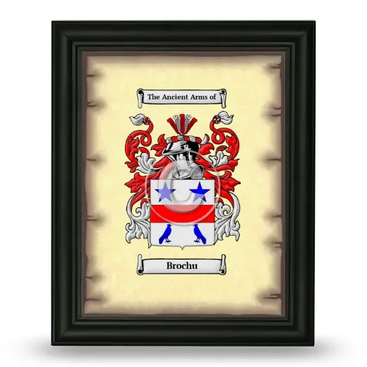 Brochu Coat of Arms Framed - Black