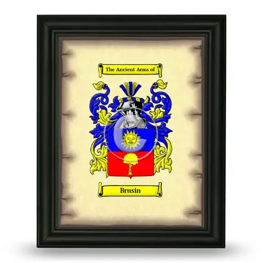 Brusin Coat of Arms Framed - Black