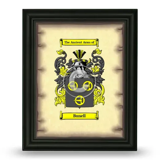 Bunell Coat of Arms Framed - Black