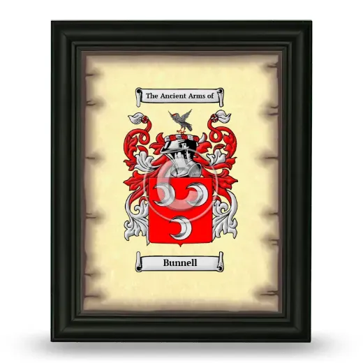 Bunnell Coat of Arms Framed - Black