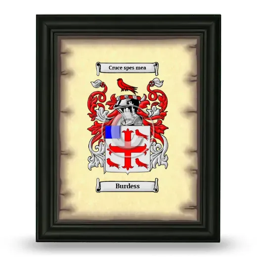 Burdess Coat of Arms Framed - Black