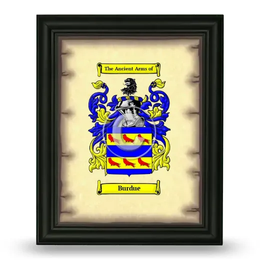 Burdue Coat of Arms Framed - Black
