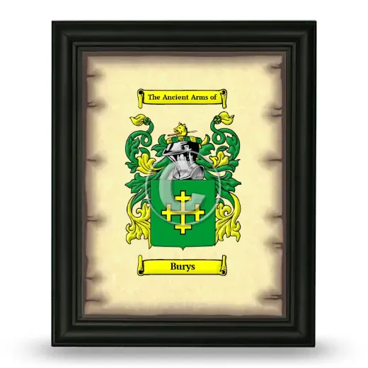Burys Coat of Arms Framed - Black
