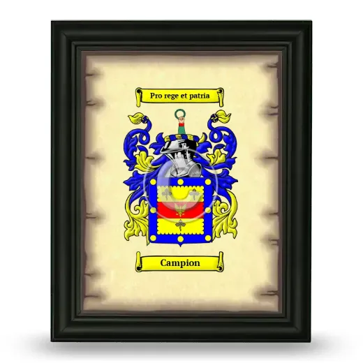 Campion Coat of Arms Framed - Black