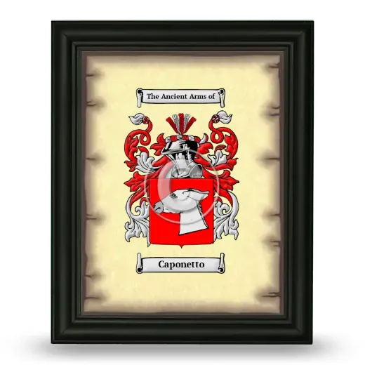 Caponetto Coat of Arms Framed - Black