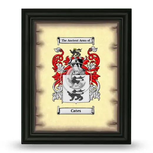 Cates Coat of Arms Framed - Black