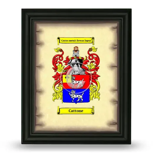 Cattone Coat of Arms Framed - Black