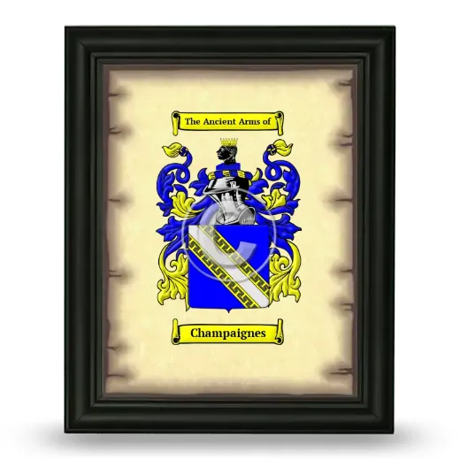 Champaignes Coat of Arms Framed - Black