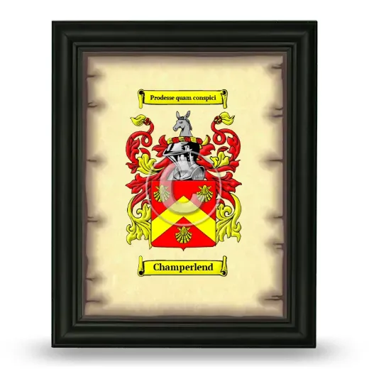 Champerlend Coat of Arms Framed - Black