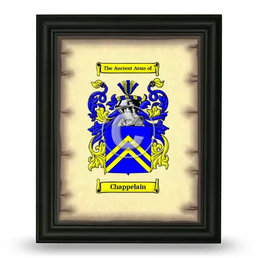 Chappelain Coat of Arms Framed - Black