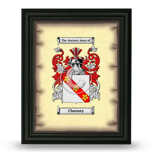 Charnay Coat of Arms Framed - Black