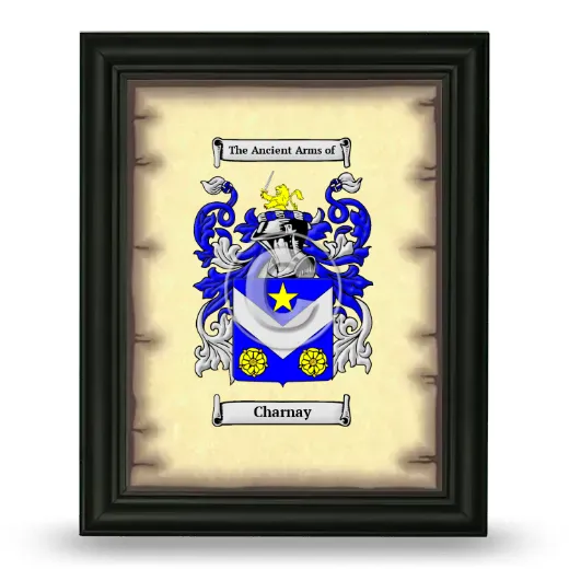 Charnay Coat of Arms Framed - Black