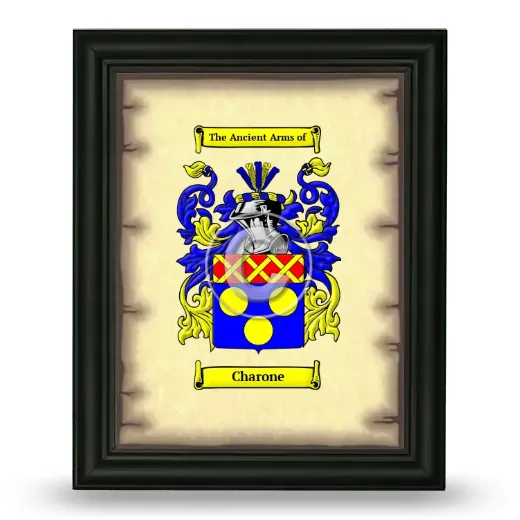 Charone Coat of Arms Framed - Black