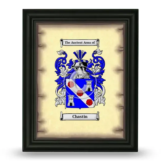 Chastin Coat of Arms Framed - Black