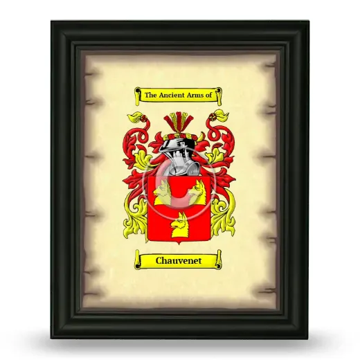 Chauvenet Coat of Arms Framed - Black