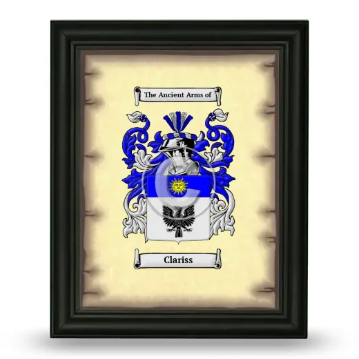 Clariss Coat of Arms Framed - Black