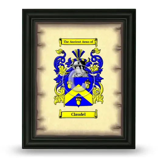 Claudel Coat of Arms Framed - Black